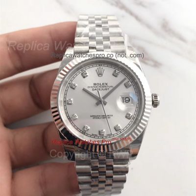 Datejust 2 Copy Rolex Jubilee Band Watch Silver Diamond Dial 41MM